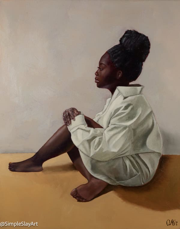 Beautiful black woman gazing with l